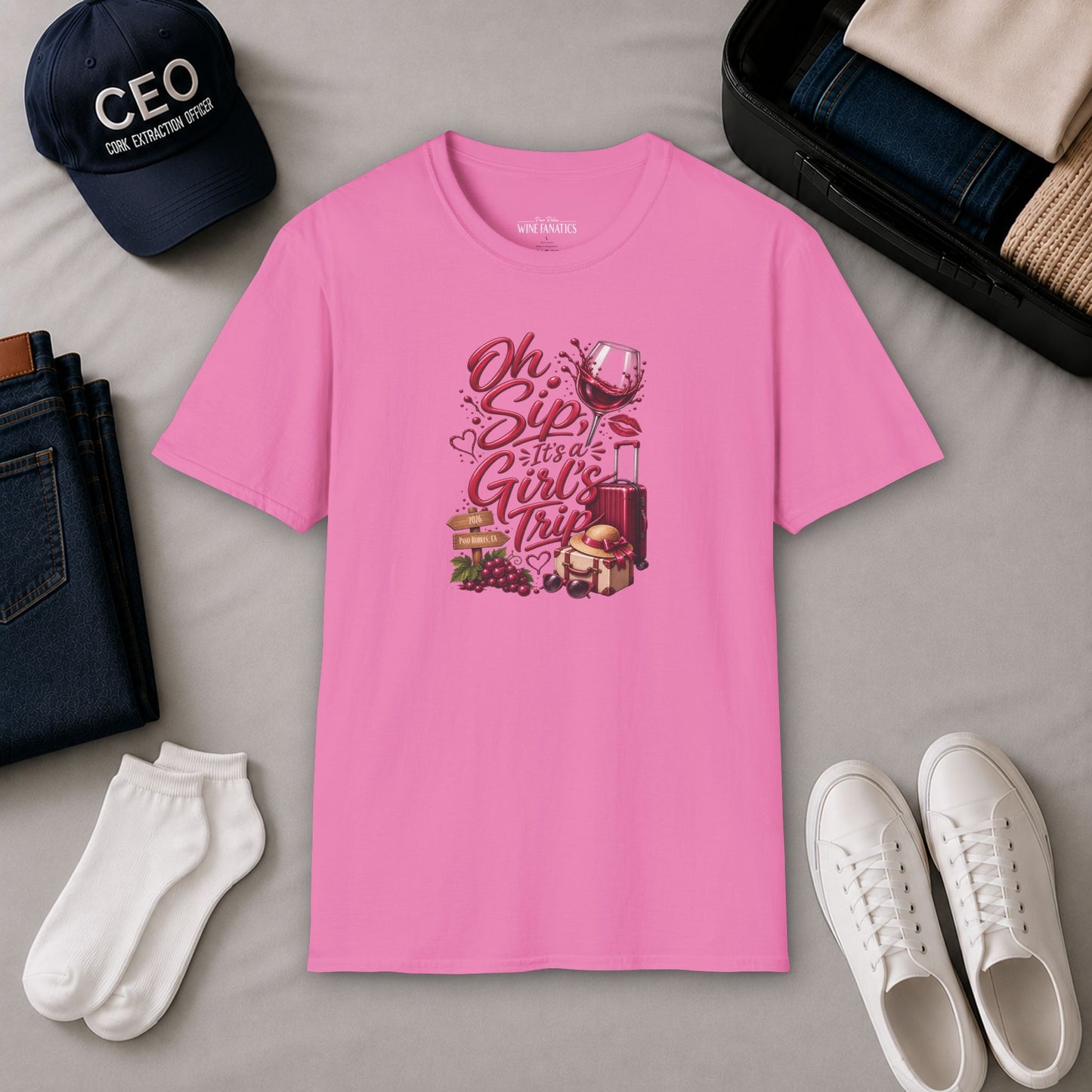 Oh Sip It's A Girl's Trip Personalized Crewneck Tee