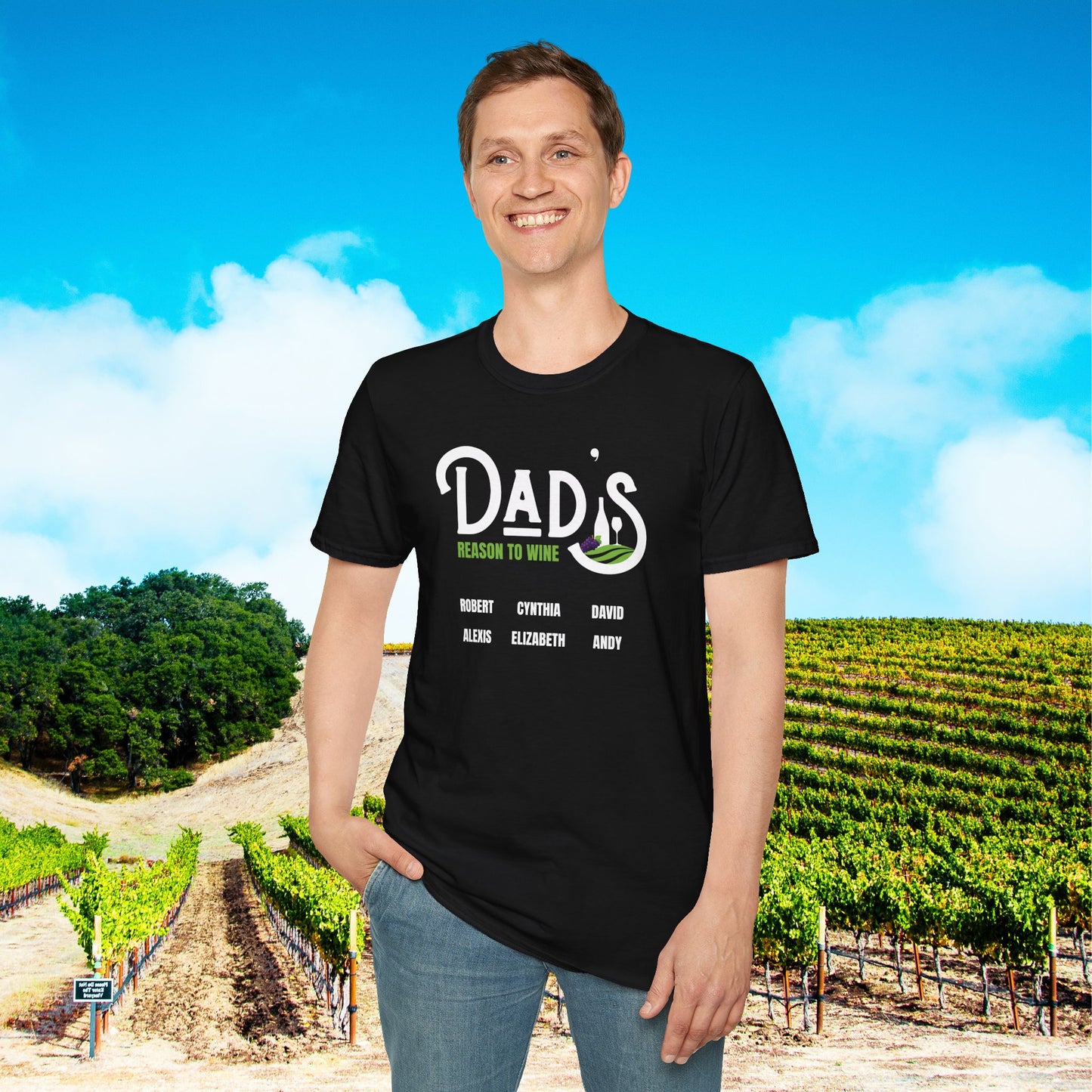 Dad's Reason To Wine Personalized T-Shirt
