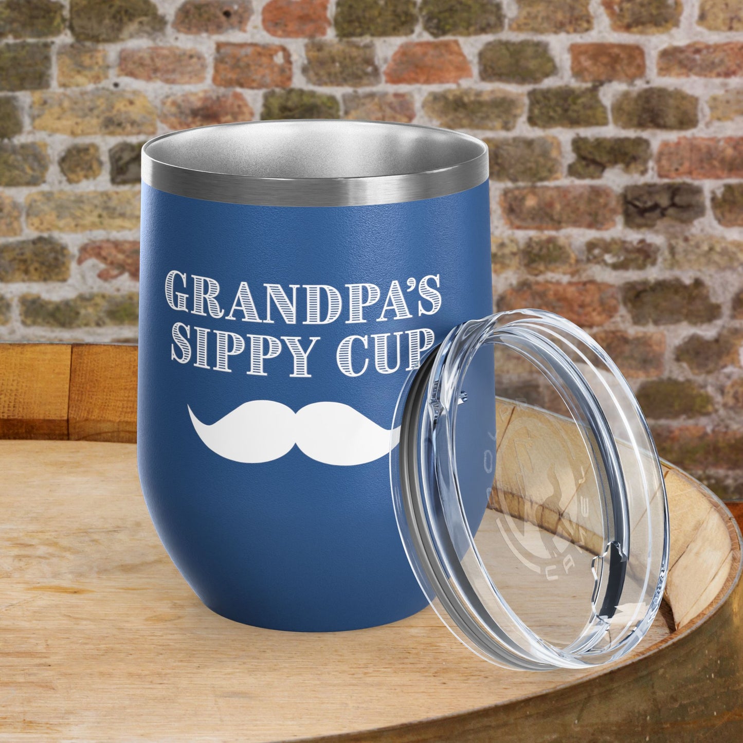Grandpa's Sippy Cup (mustache) Personalized 12oz Wine Tumbler