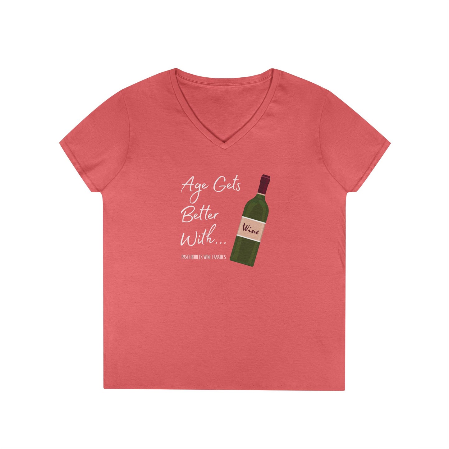 Age Gets Better With Wine Ladies V-Neck Tee