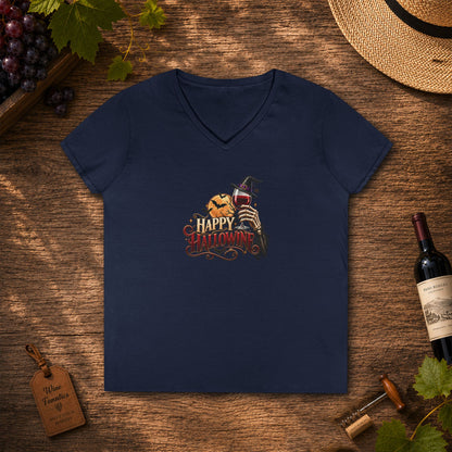 Happy Hallowine Ladies V-Neck Tee