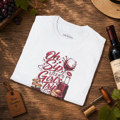 Oh Sip It's A Girl's Trip Personalized Crewneck Tee