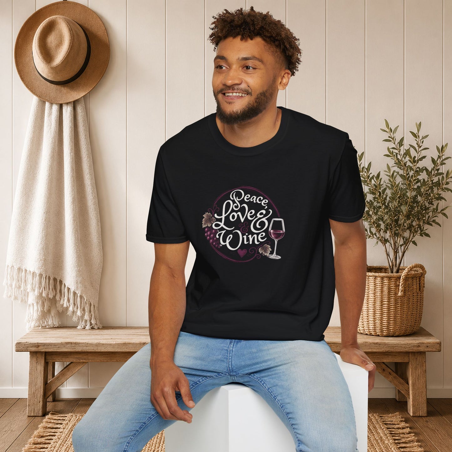 Peace, Love & Wine Crewneck Tee