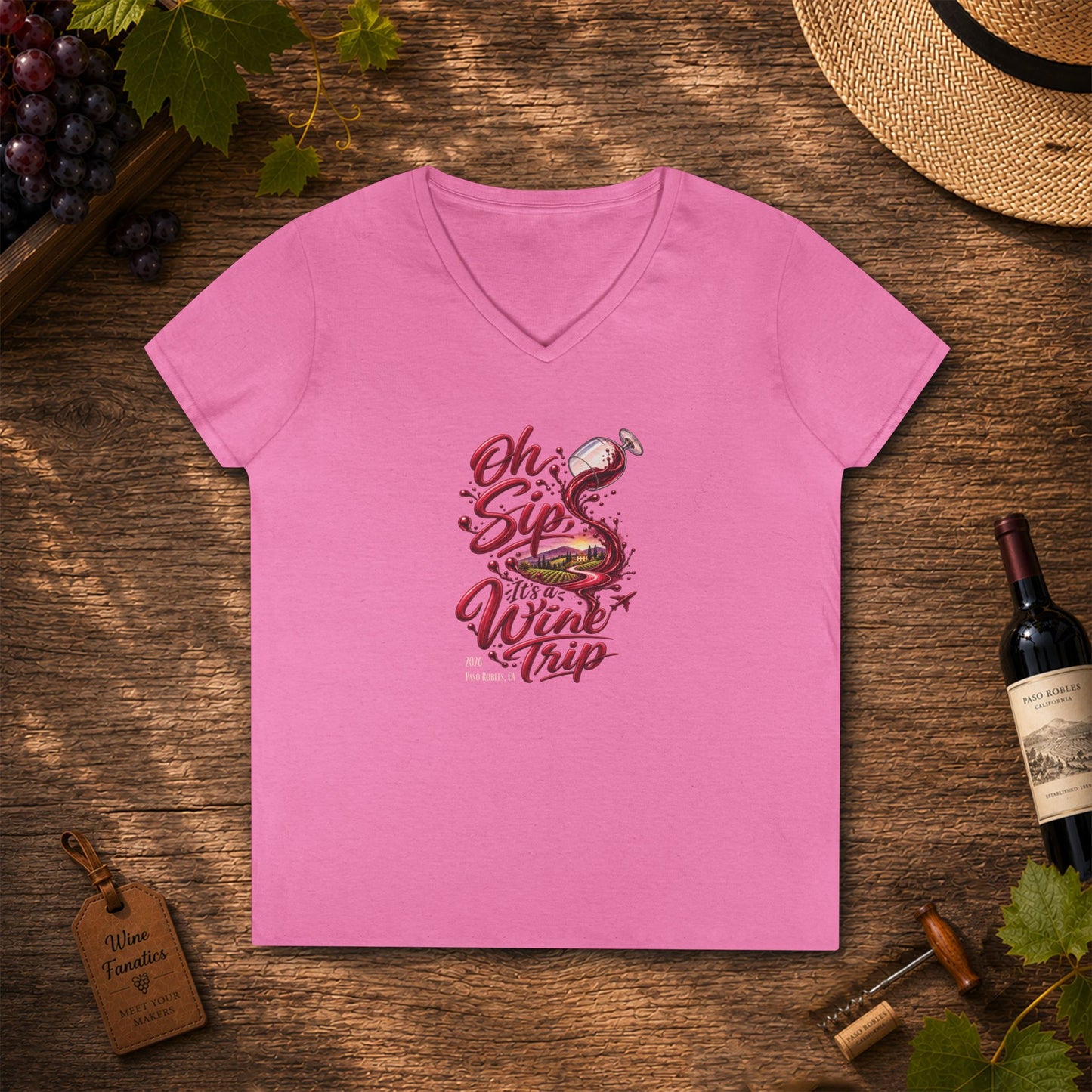 Oh Sip It's A Wine Trip Ladies V-Neck  Tee