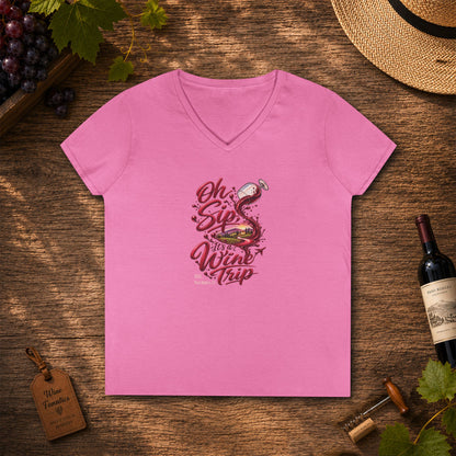 Oh Sip It's A Wine Trip Ladies V-Neck  Tee