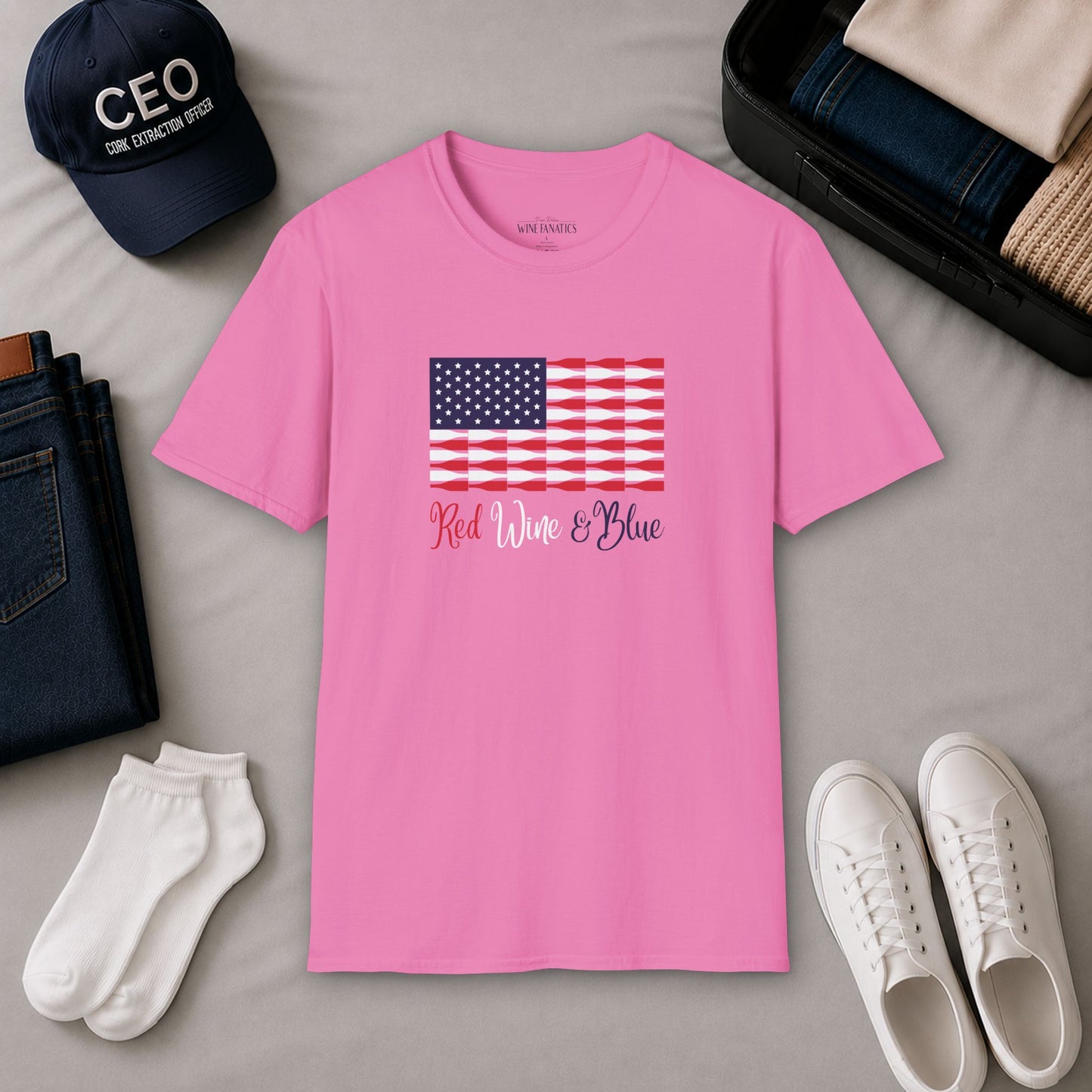 Red Wine & Blue Independence Day Unisex Softstyle T-Shirt