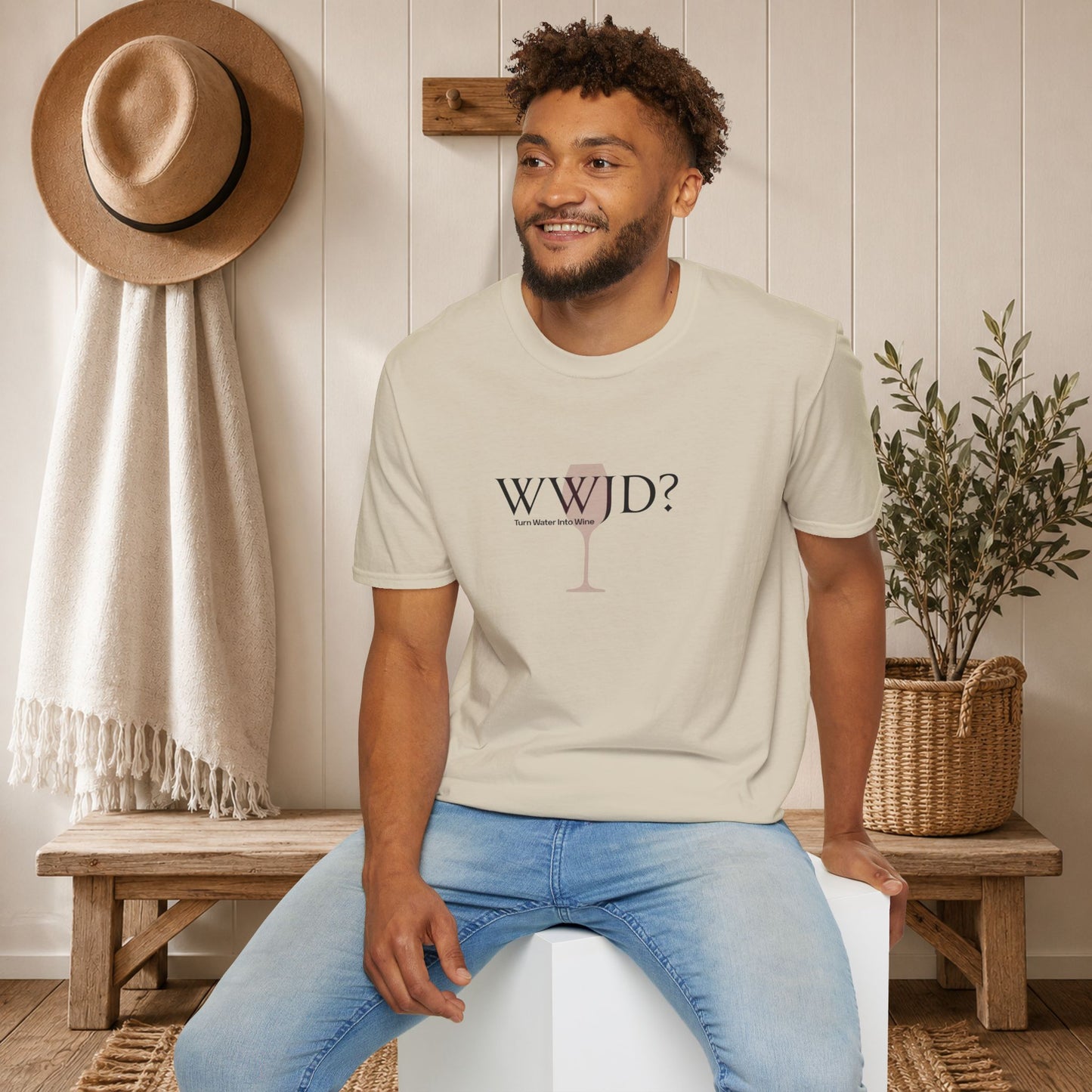 WWJD? Turn Water Into Wine Crewneck Tee