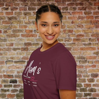 Mom's Reason To Wine Personalized Crew Neck Tee
