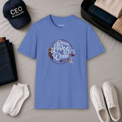 Peace, Love & Wine Crewneck Tee