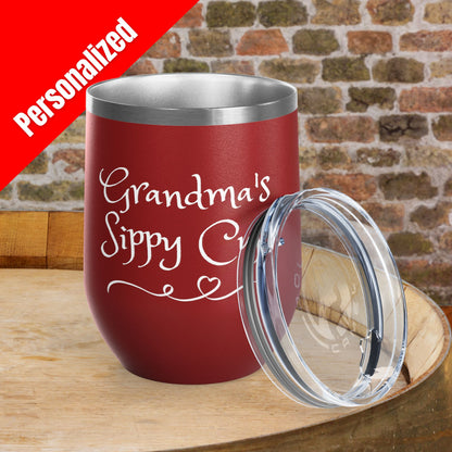 Grandma's Sippy Cup Personalized 12 oz Wine Tumbler