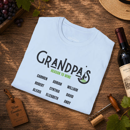 Grandpa's Reason To Wine Personalized Crew Neck T-Shirt