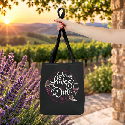 Peace Love Wine Personalized Tote Bag