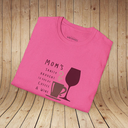 Mom's sanity brought to you by Coffee & Wine Personalized Tee
