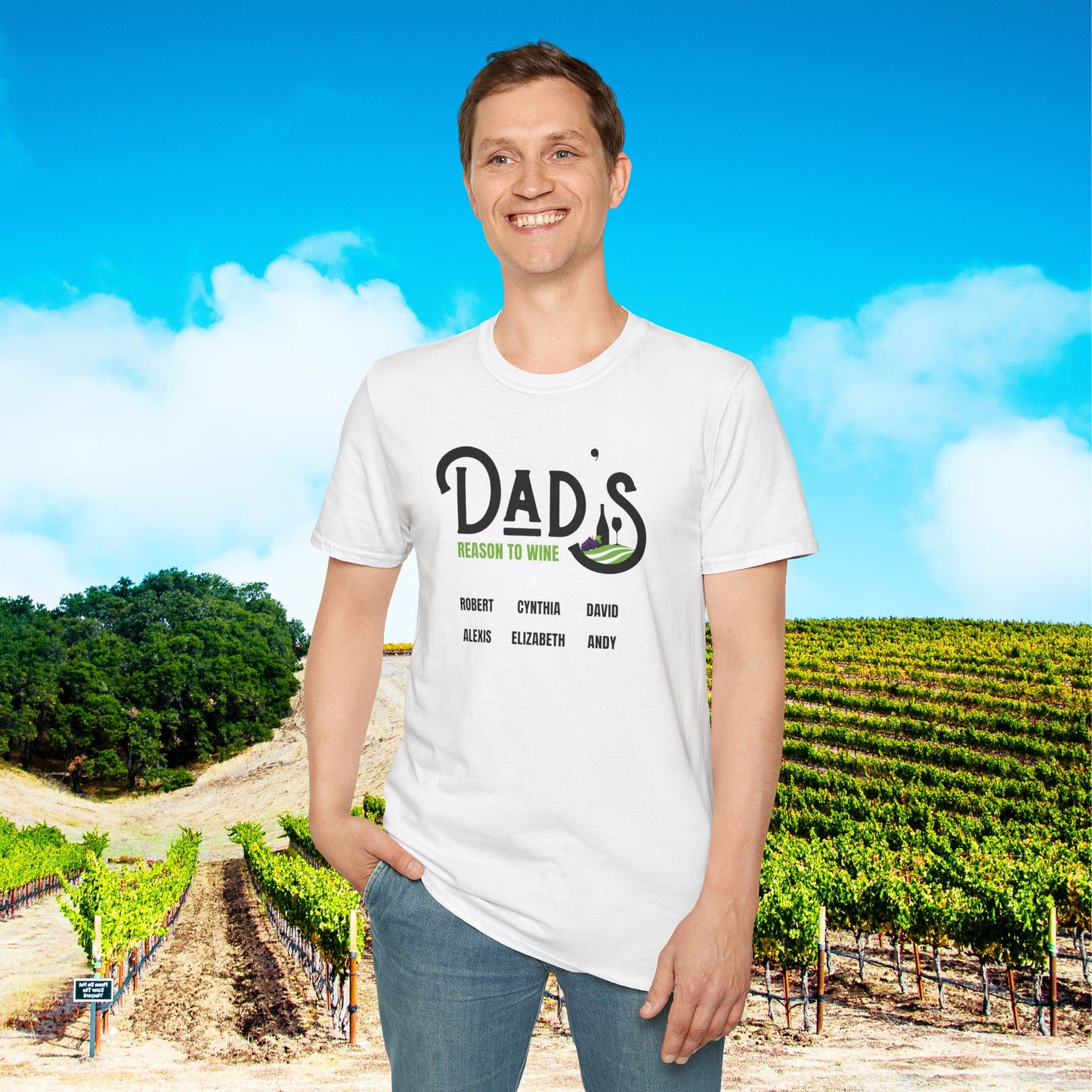 Dad's Reason To Wine Personalized T-Shirt