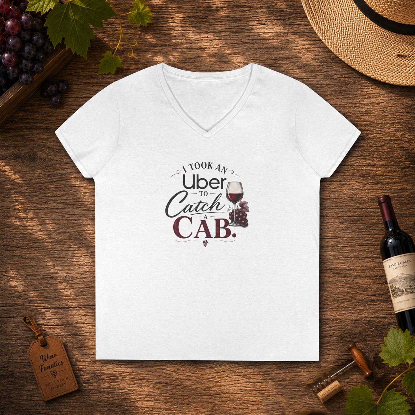 I Took An Uber To Catch A CAB Ladies V-Neck Tee