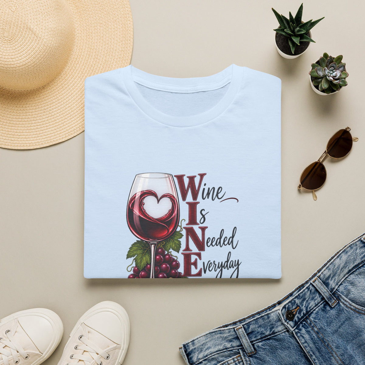 WINE Is Needed Every Day Crewneck T-Shirt
