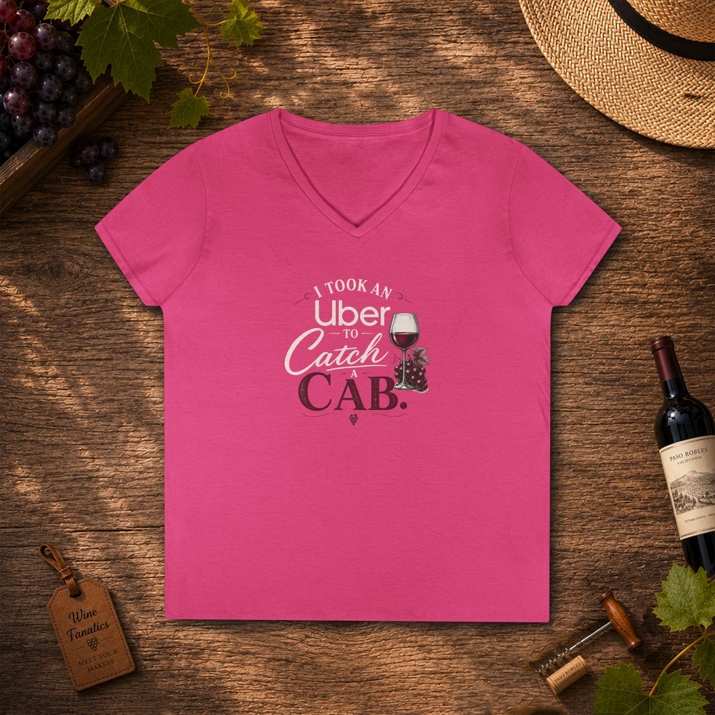 I Took An Uber To Catch A CAB Ladies V-Neck Tee