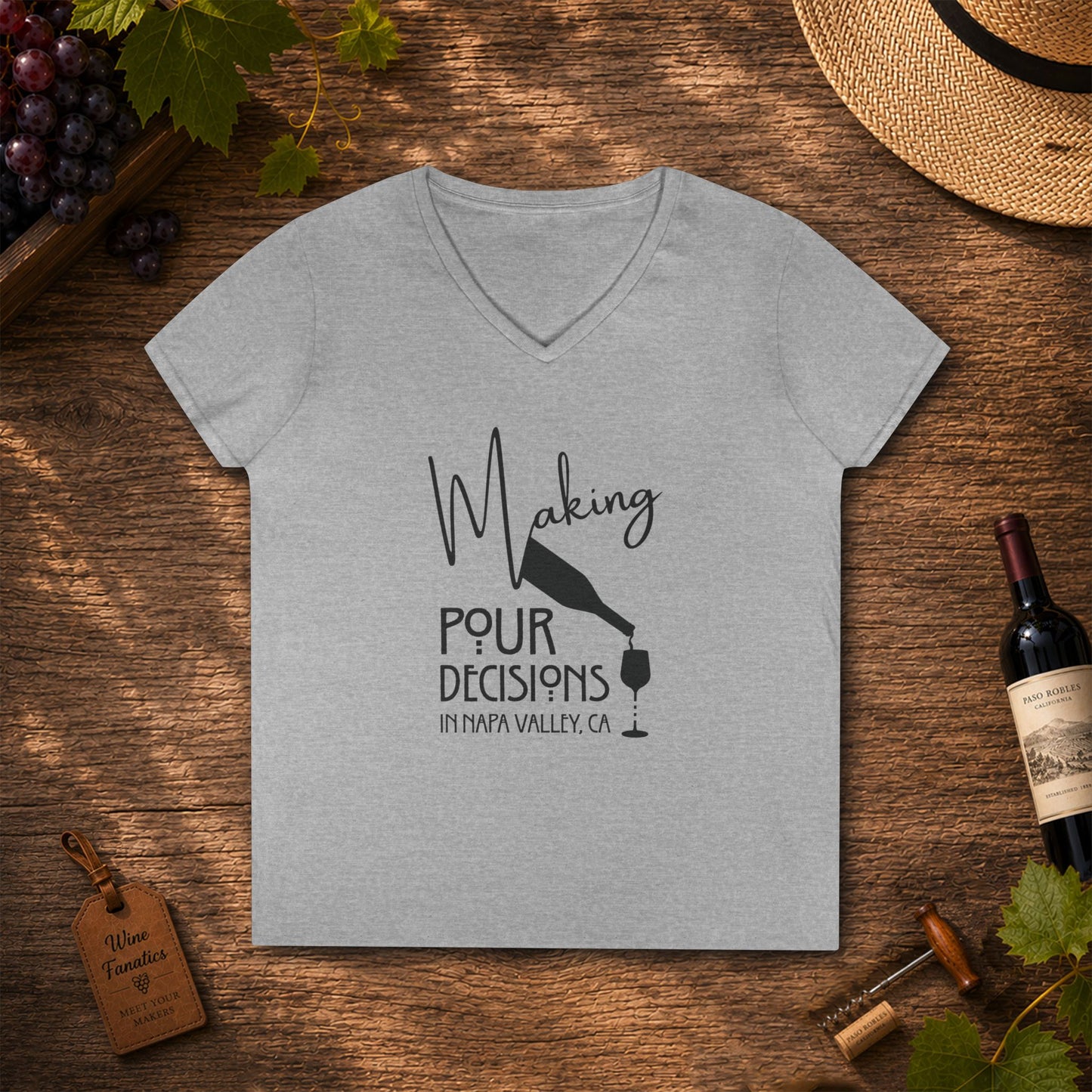 Napa Valley - Making Pour Decisions Ladies' V-Neck Tee