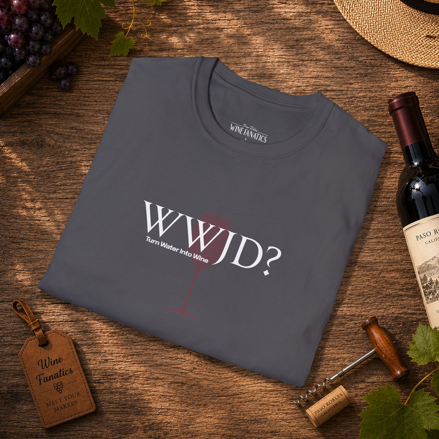 WWJD? Turn Water Into Wine Crewneck Tee