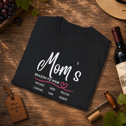 Mom's Reason To Wine Personalized Crew Neck Tee