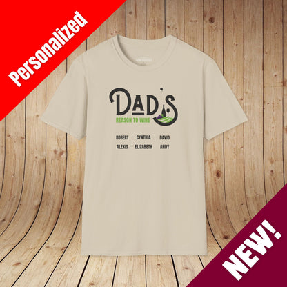 Dad's Reason To Wine Personalized T-Shirt