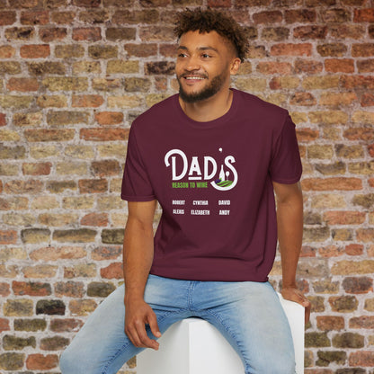 Dad's Reason To Wine Personalized Crew Neck T-Shirt