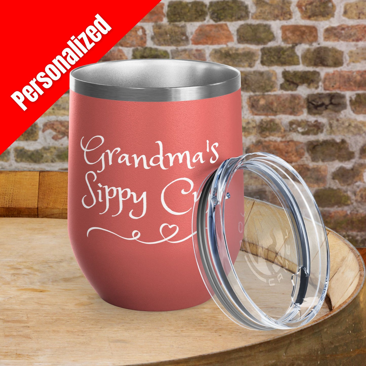 Grandma's Sippy Cup Personalized 12 oz Wine Tumbler