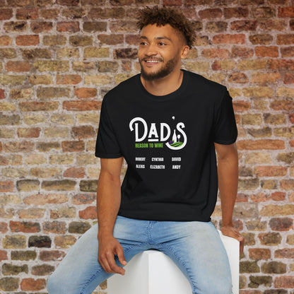 Dad's Reason To Wine Personalized Crew Neck T-Shirt