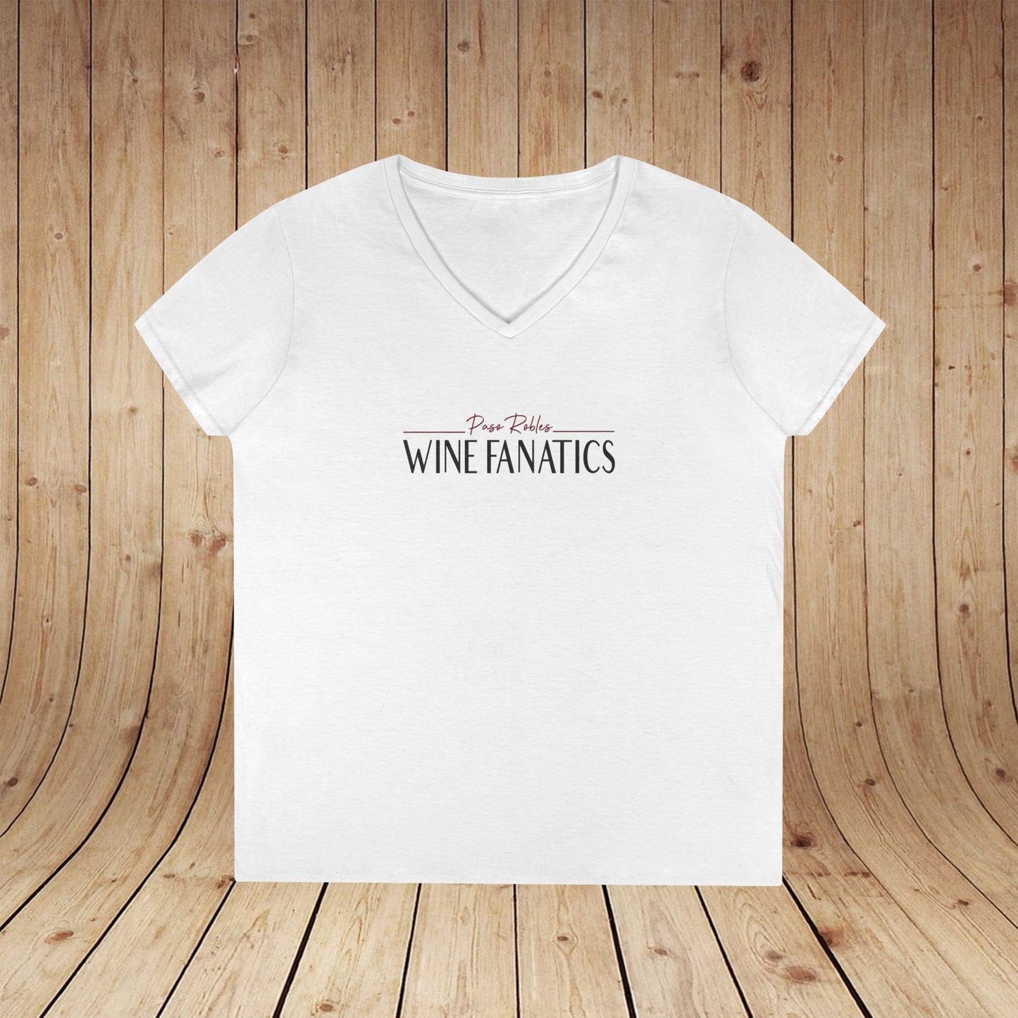 Paso Robles Wine Fanatics Logo Ladies V-Neck Tee