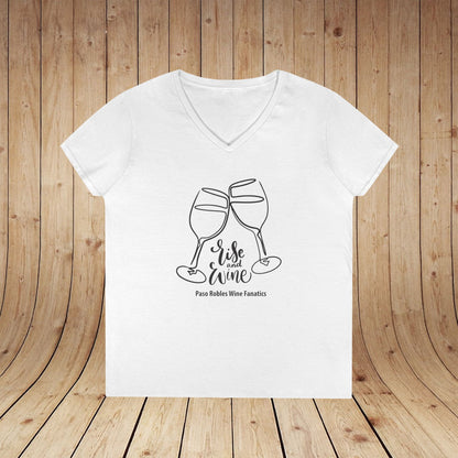 Rise & Wine Ladies V-Neck Tee