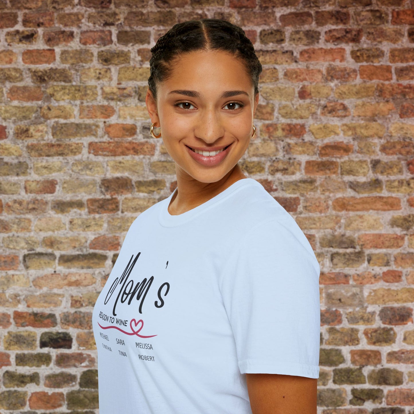 Mom's Reason To Wine Personalized Crew Neck Tee