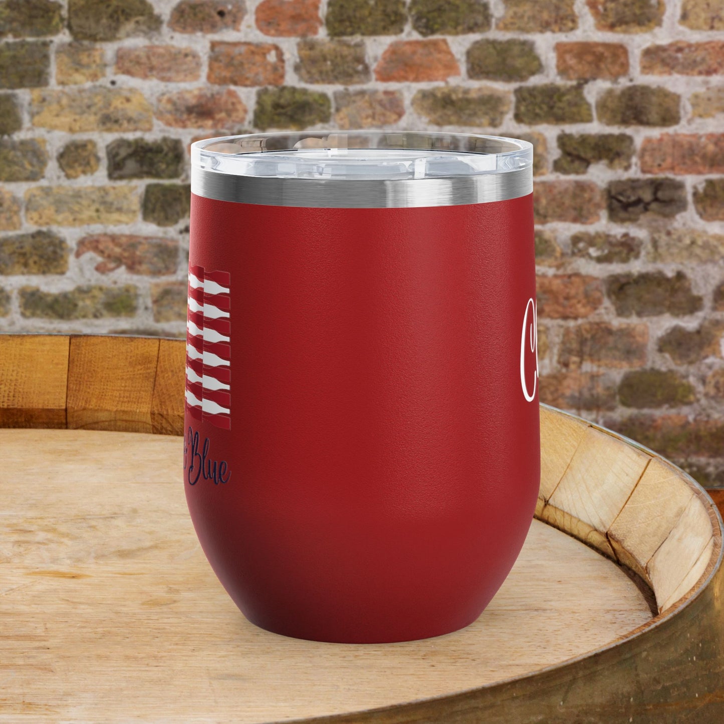 Red Wine & Blue Independence Day Personalized 12oz Wine Tumbler
