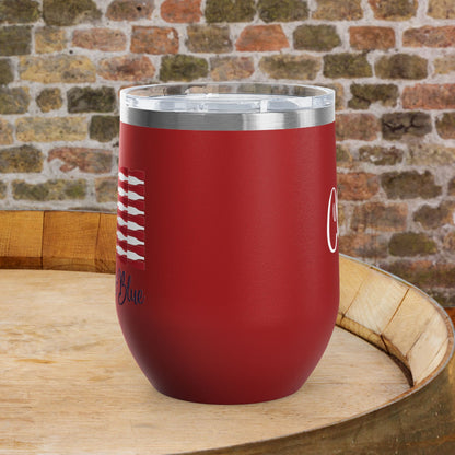 Red Wine & Blue Independence Day Personalized 12oz Wine Tumbler