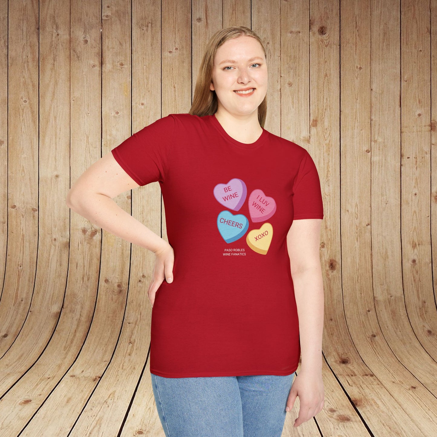 Wine Conversation Hearts Unisex Softstyle T-Shirt
