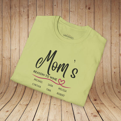 Mom's Reason To Wine Personalized Tee