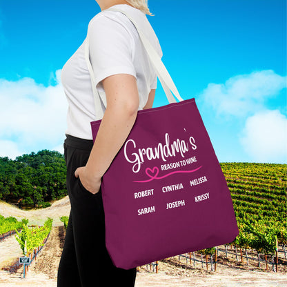 Grandma's Reason To Wine Personalized Tote Bag