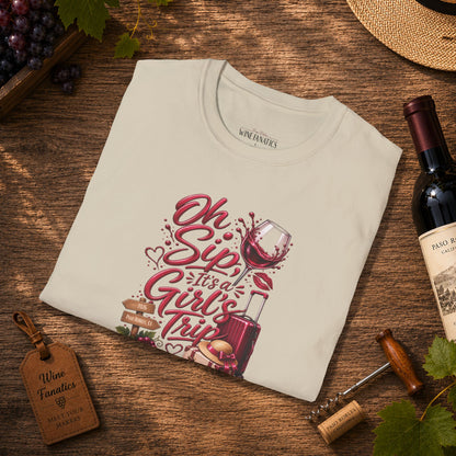 Oh Sip It's A Girl's Trip Personalized Crewneck Tee