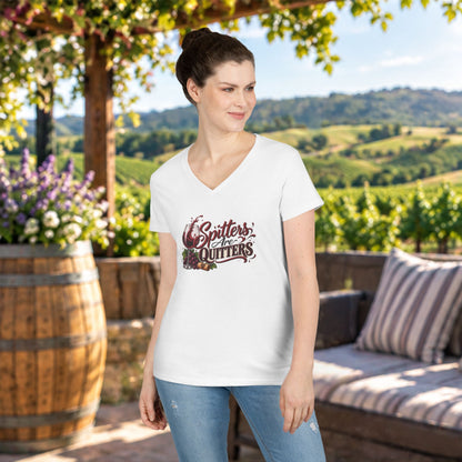 Spitters Are Quitters (wine) Ladies V-Neck T-Shirt