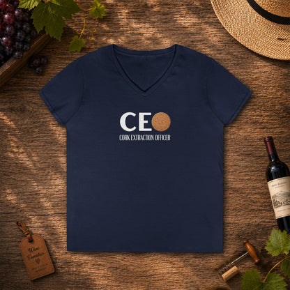 CEO Cork Extraction Officer Ladies V-Neck Tee