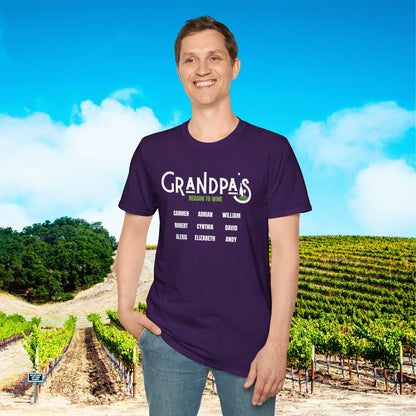Grandpa's Reason To Wine Personalized T-Shirt