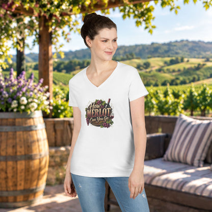 How Merlot Can You Go Ladies V-Neck T-Shirt