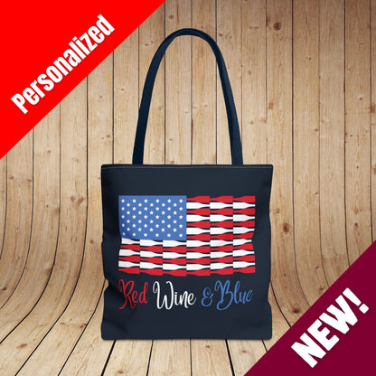 Red Wine & Blue Independence Day Personalized Tote Bag
