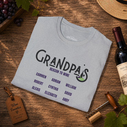 Grandpa's Reason To Wine Personalized Crew Neck T-Shirt