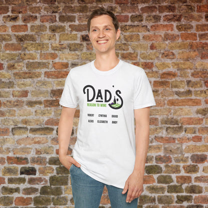 Dad's Reason To Wine Personalized Crew Neck T-Shirt