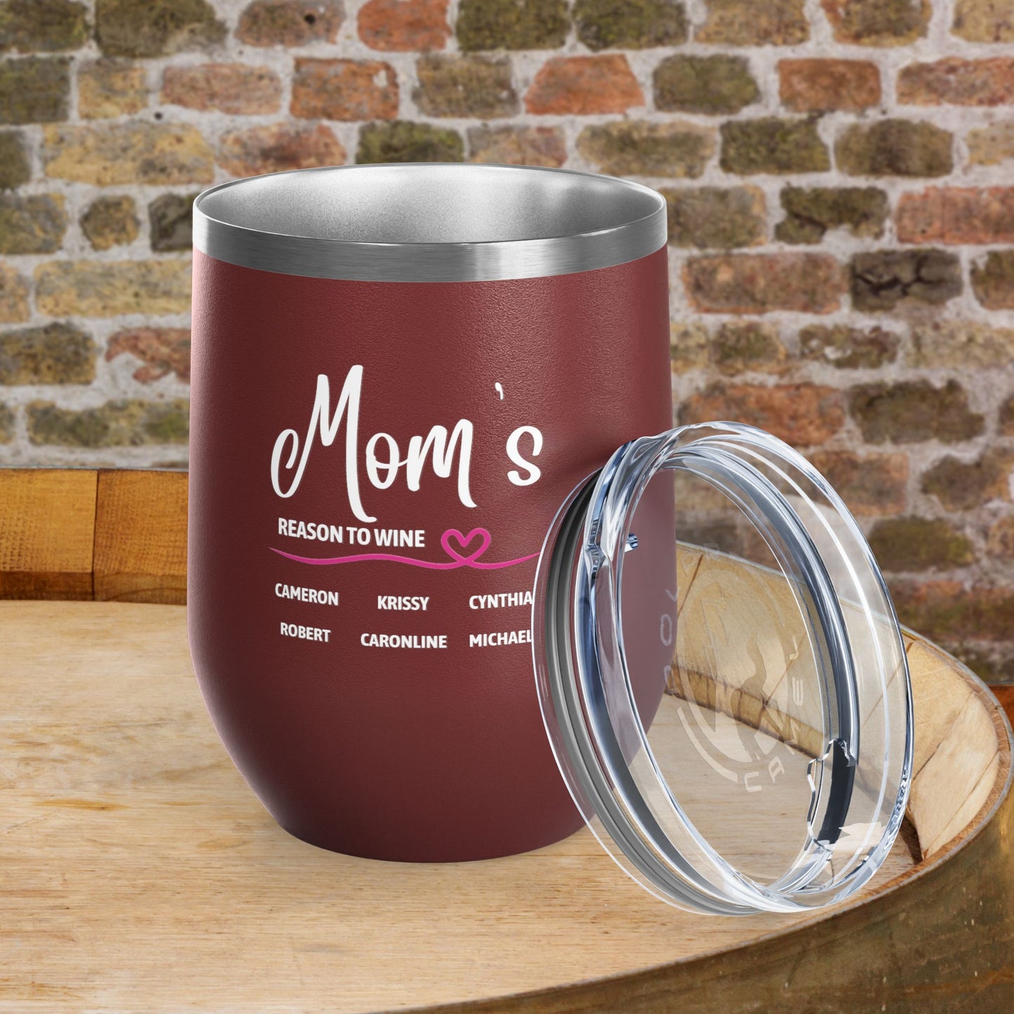 Mom's Reason To Wine Personalized 12oz Wine Tumbler