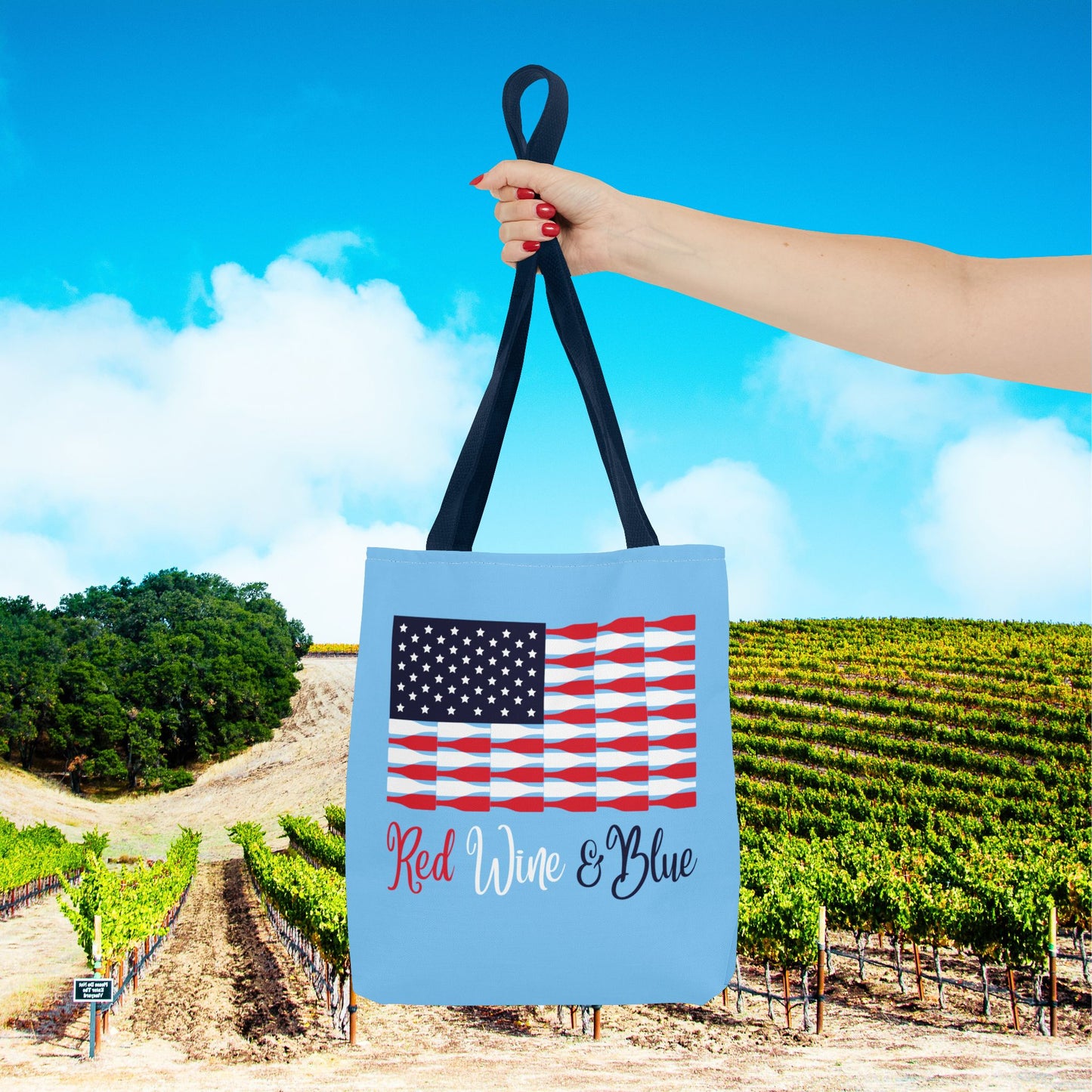Red Wine & Blue Independence Day Personalized Tote Bag