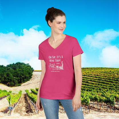 Oh Sip It's A Wine Trip Ladies V-Neck  Tee