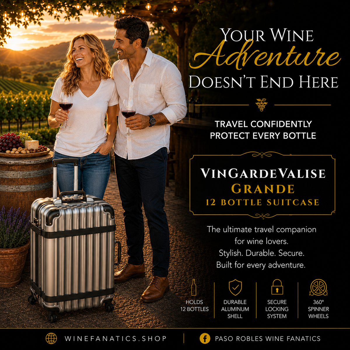 VinGardeValise Grande 12-Bottle Wine Suitcase