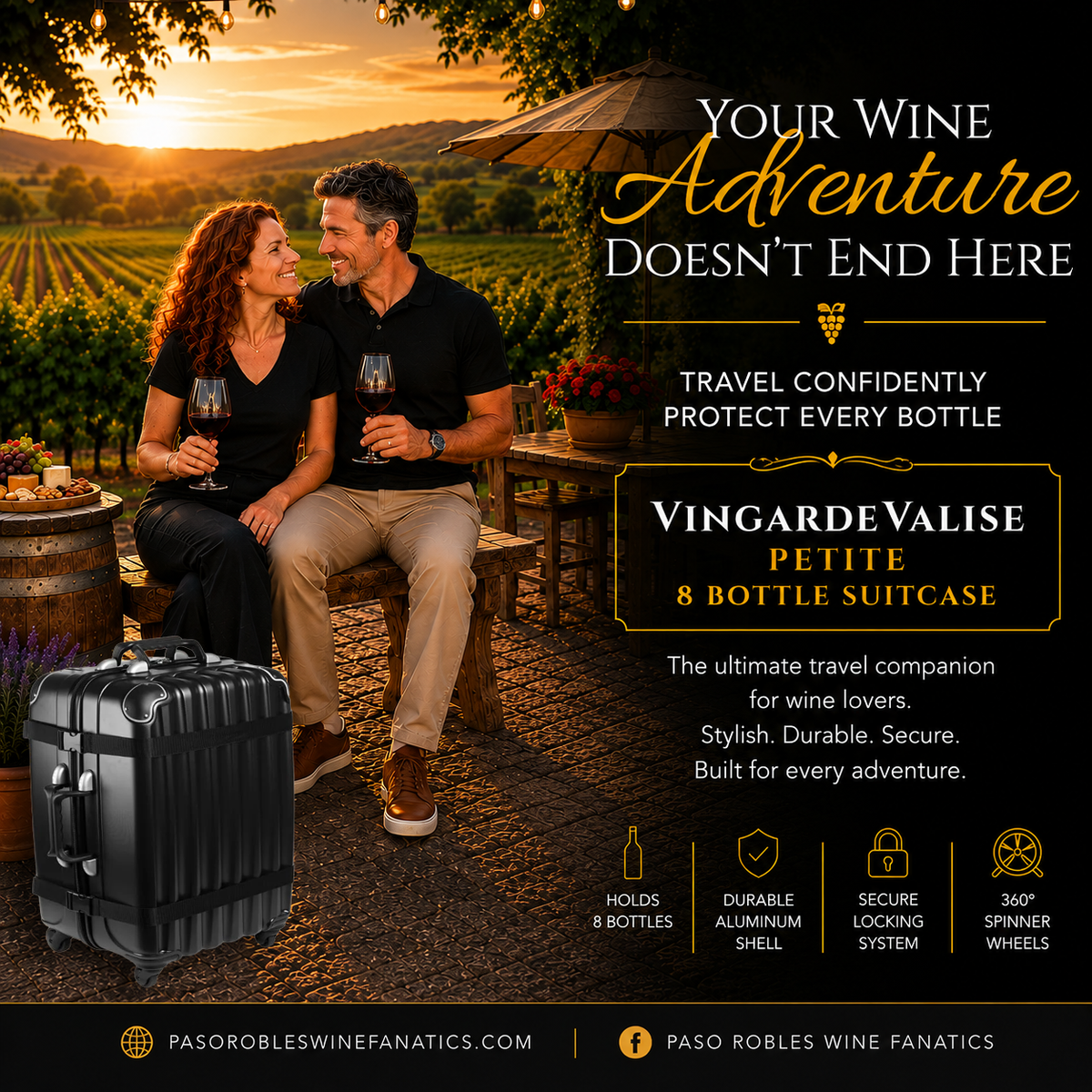 VinGardeValise Petite 8-Bottle Wine Suitcase