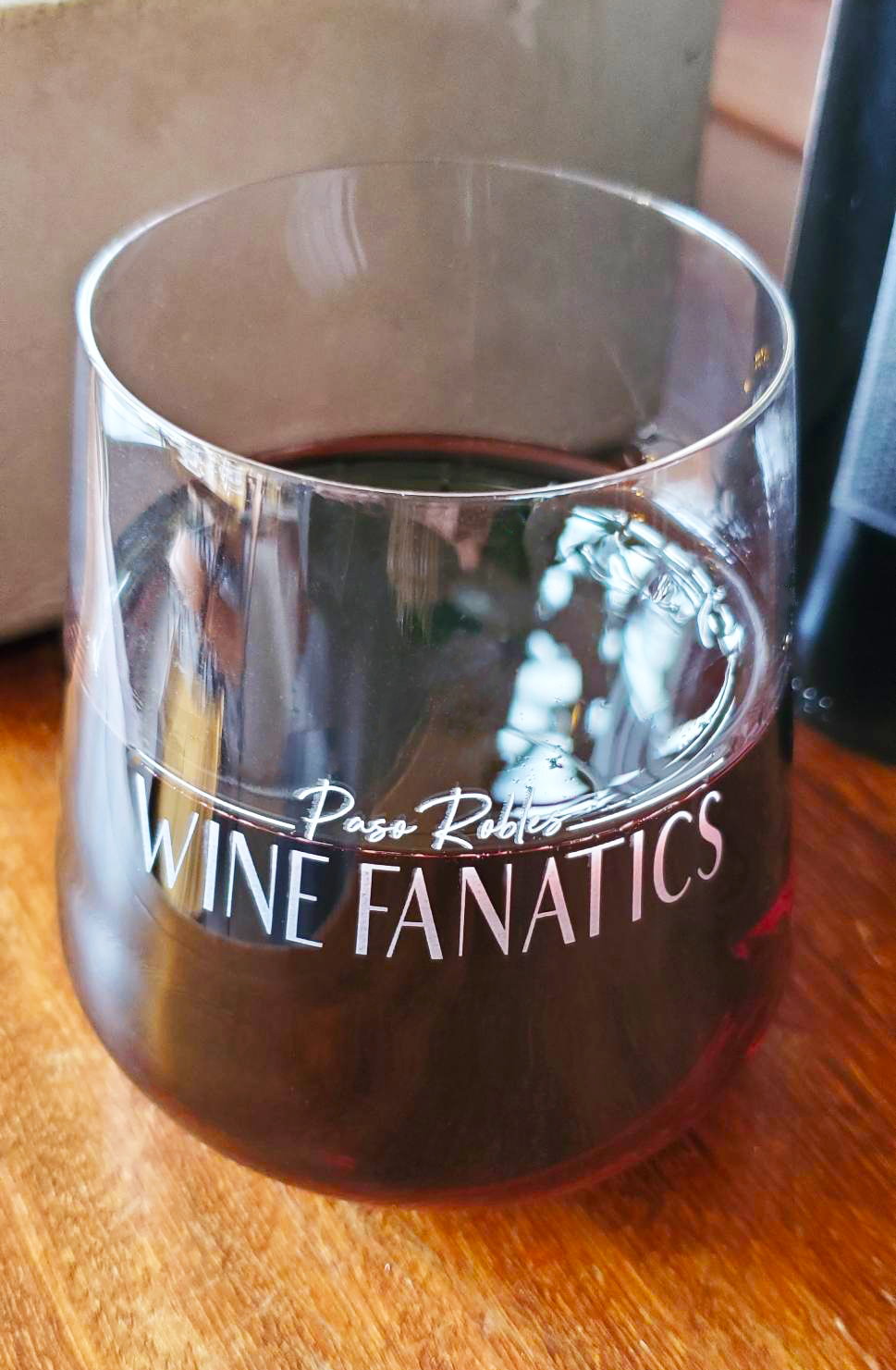 Set of TwoPaso Robles Wine Fanatics 400ml Stemless Wine Glasses w/  Classic Logo (Set of 2)